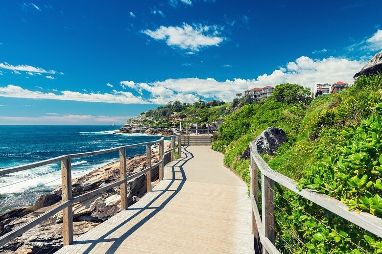 Walking path at Bondi beach