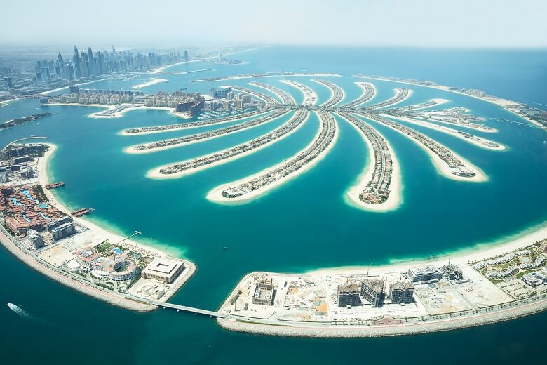 An Areal view of Palm Island in Dubai