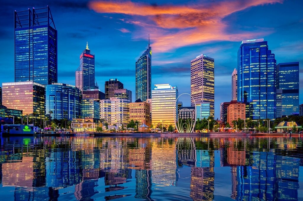 a view of buildings in Perth