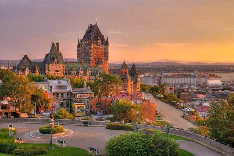 Quebec city at sunset