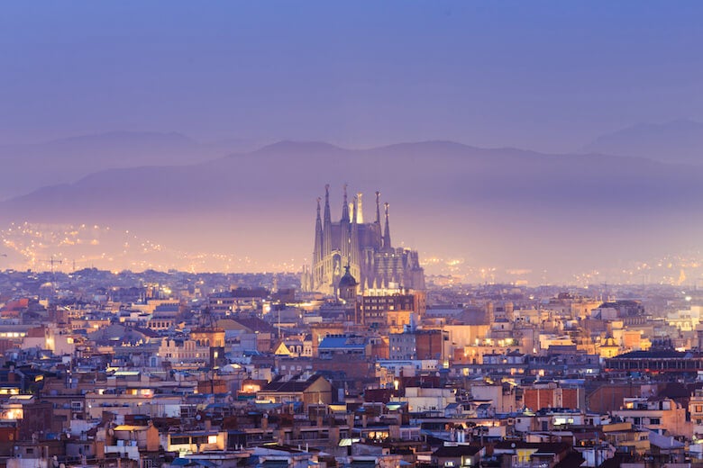 barcelona skyline at night