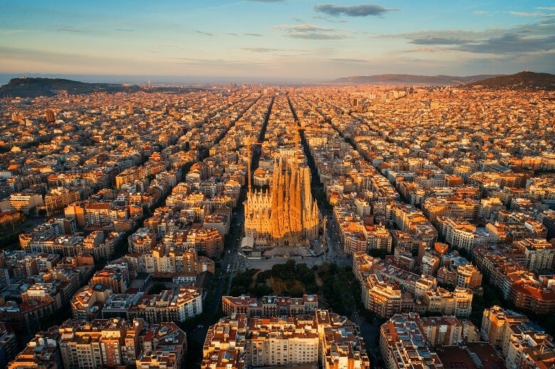 aerial view of Sagrada Familia in Barcelona